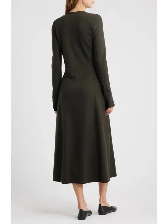 New Rag & Bone Yan Long Sleeve Wool Sweater Dress in Army Size 8 - Picture 2 of 13